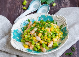 Porumb cu creveti si edamame